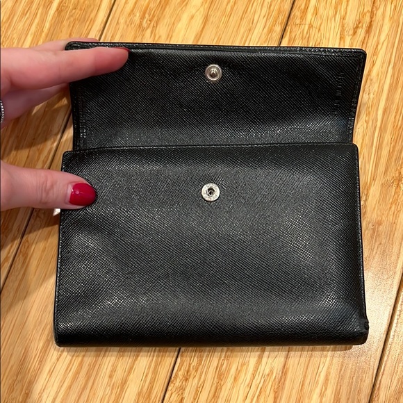 Prada Saffiano Triangle Flap Wallet Black - Picture 2 of 10